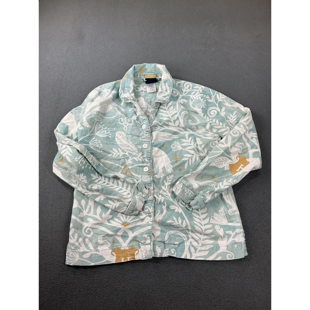 Pottery Barn Teen Button-Up Unisex Kids S Green Harry Potter Tunic Terry